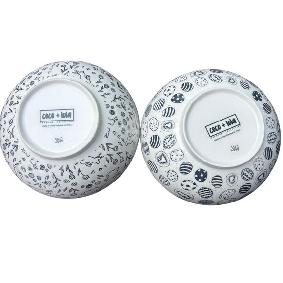 Coco & Lola Premium Collection Pair of Bowl Raster Bunny & Eggs Whimsical - Picture 2 of 8